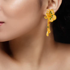 Charming Butterfly Shape 22k Gold Jewellery Set In Meenakari Style - Image 3