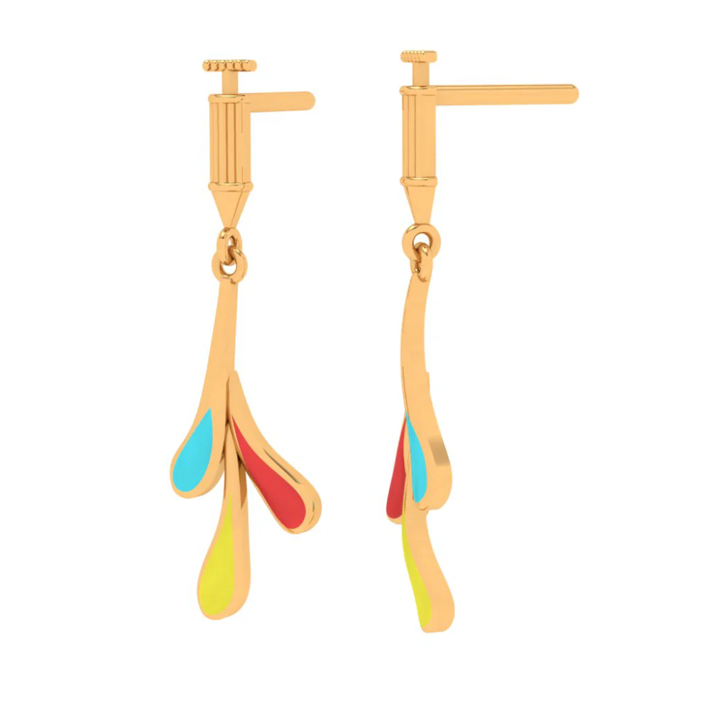 Colourful 18k Gold Drop Earrings - Image 5