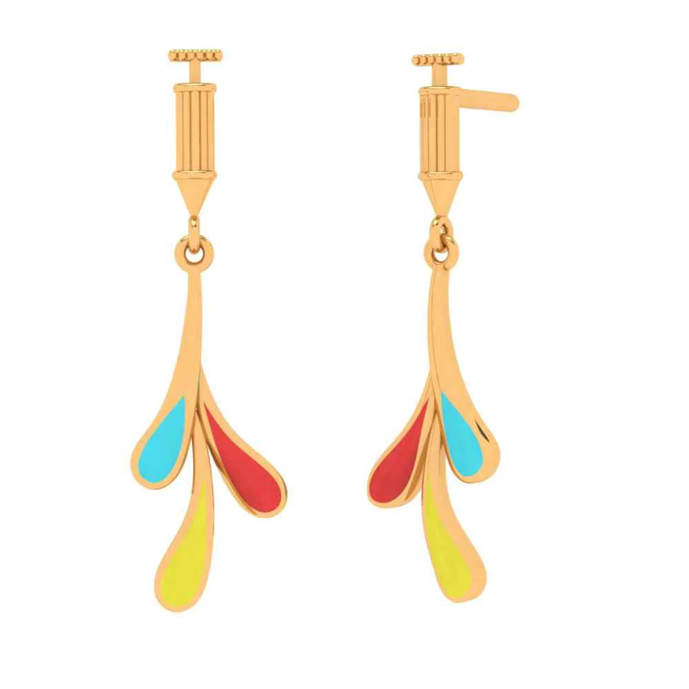 Colourful Gold Drop Earrings - Image 2