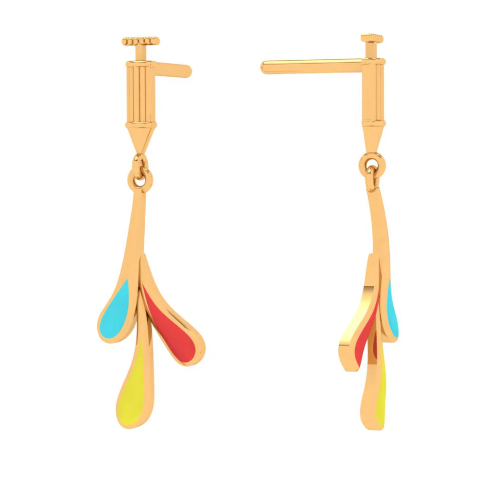 Colourful Gold Drop Earrings - Image 6