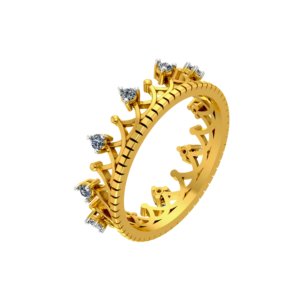 Crown Themed Diamond Gold Ring Design For Any Special Occasion