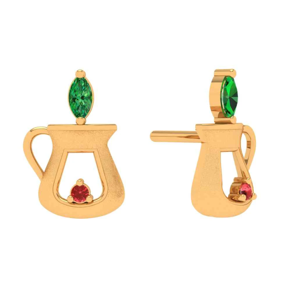 crystal Brass 18k Gold Earring - Image 2