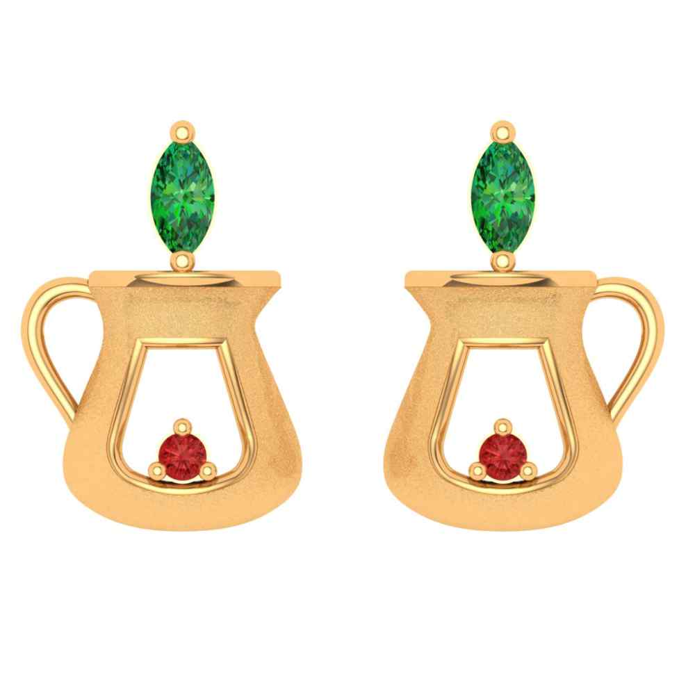 crystal Brass 22k Gold Earring