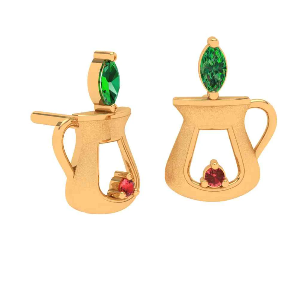 crystal Brass 22k Gold Earring - Image 5