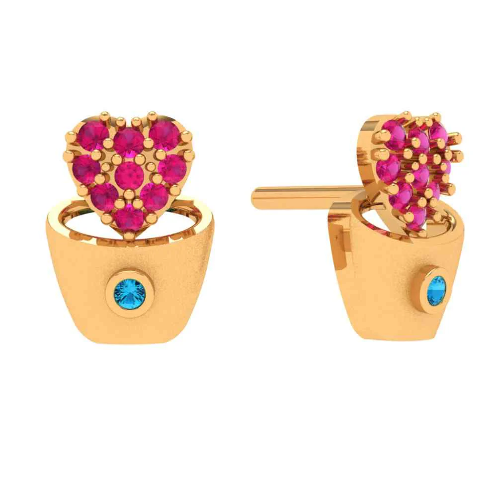 Crystal Heart Gold Earring - Image 2
