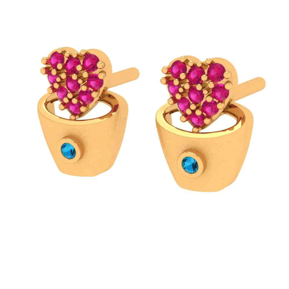 Crystal Heart Gold Earring - Image 4