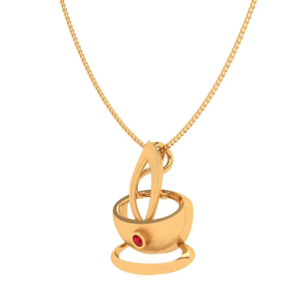Crystal Studded Diya 18k Gold Pendant - Image 5