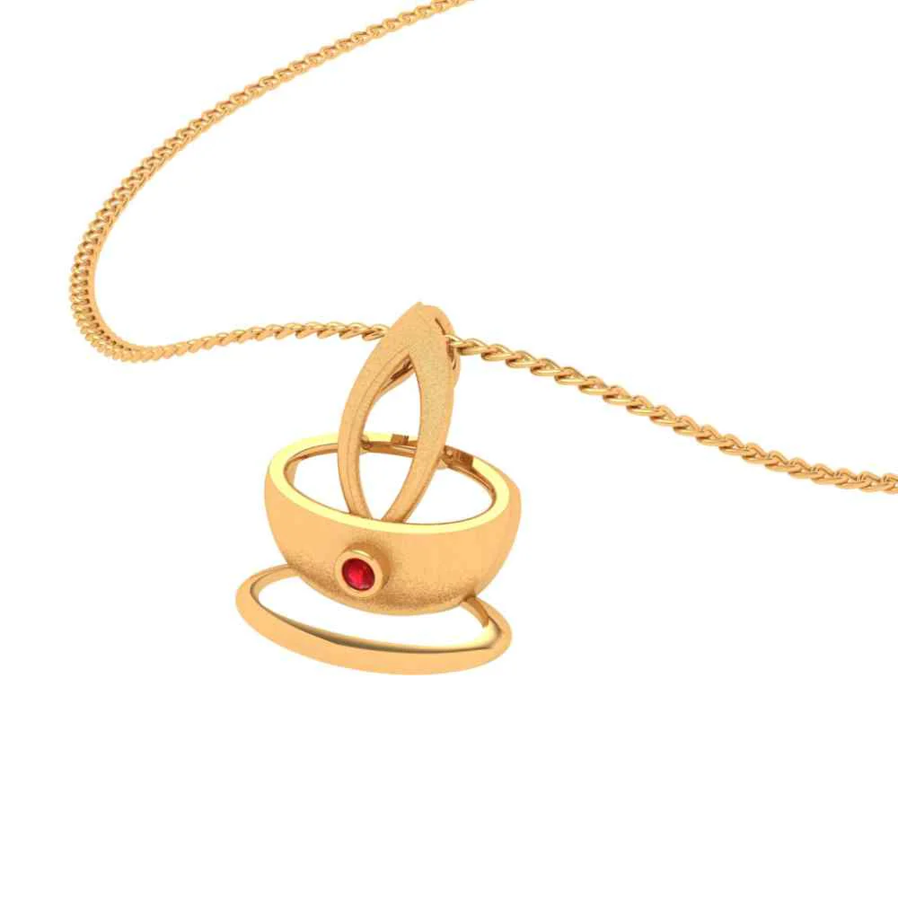 Crystal Studded Diya 18k Gold Pendant - Image 7
