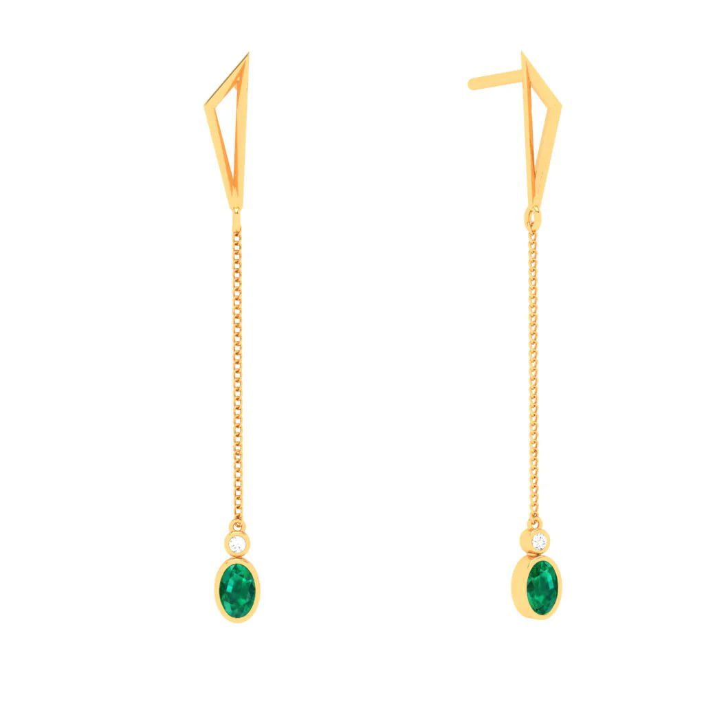 Dainty 18k Gold And Diamond Drop Earrings From Diamond Collection - Image 2