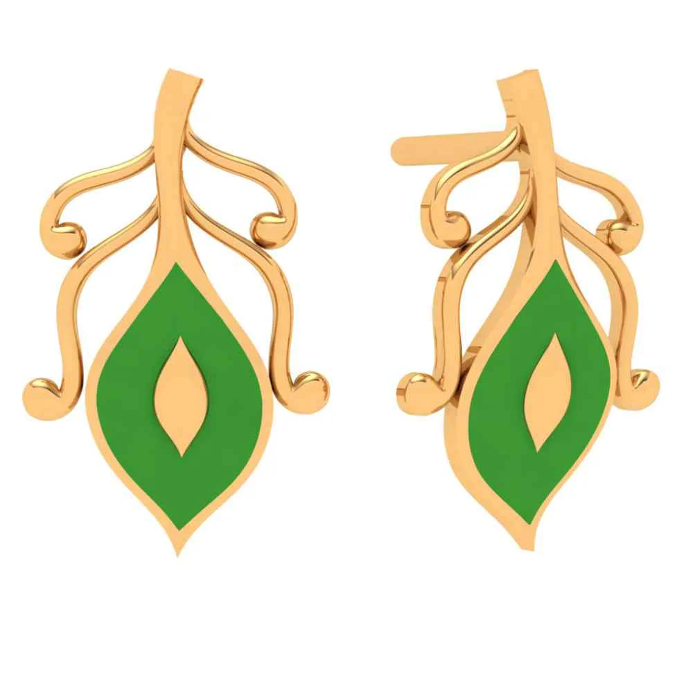 Dainty 18k Gold Leaf Stud Earrings - Image 2
