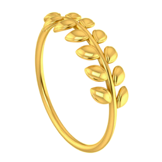 Dainty 18k Gold Thumb Ring With Sleek Leaf Motif From Pc Chandra Jewellers - Image 2