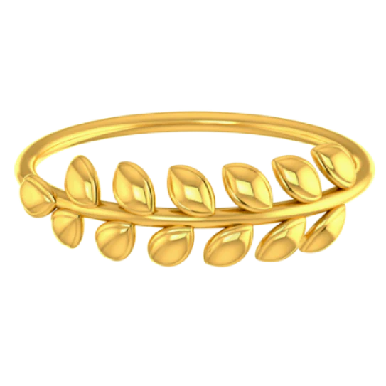 Dainty 18k Gold Thumb Ring With Sleek Leaf Motif From Pc Chandra Jewellers - Image 3