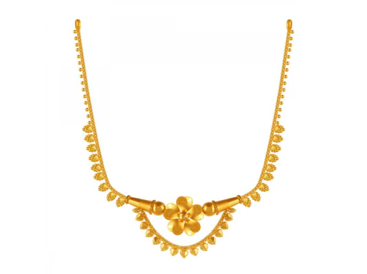 Dainty 22k Gold Necklace With Floral Accent