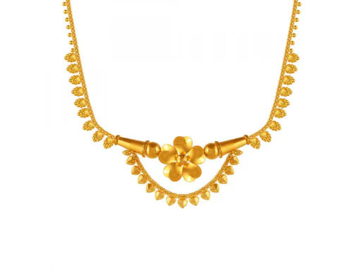 Dainty 22k Gold Necklace With Floral Accent - Image 2