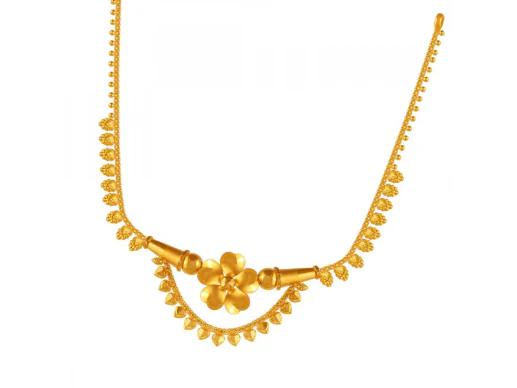 Dainty 22k Gold Necklace With Floral Accent - Image 3