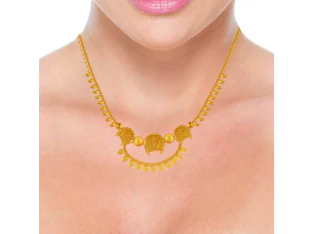 Dainty Finely Crafted Jewellery 22k Gold Necklace And Earrings Set - Image 5