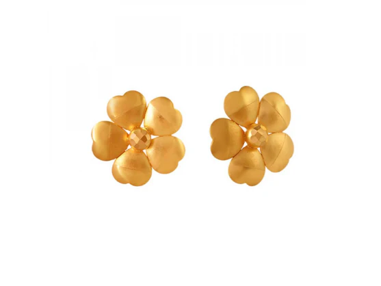 Dainty Floral 22k Gold Stud Earrings - Image 2