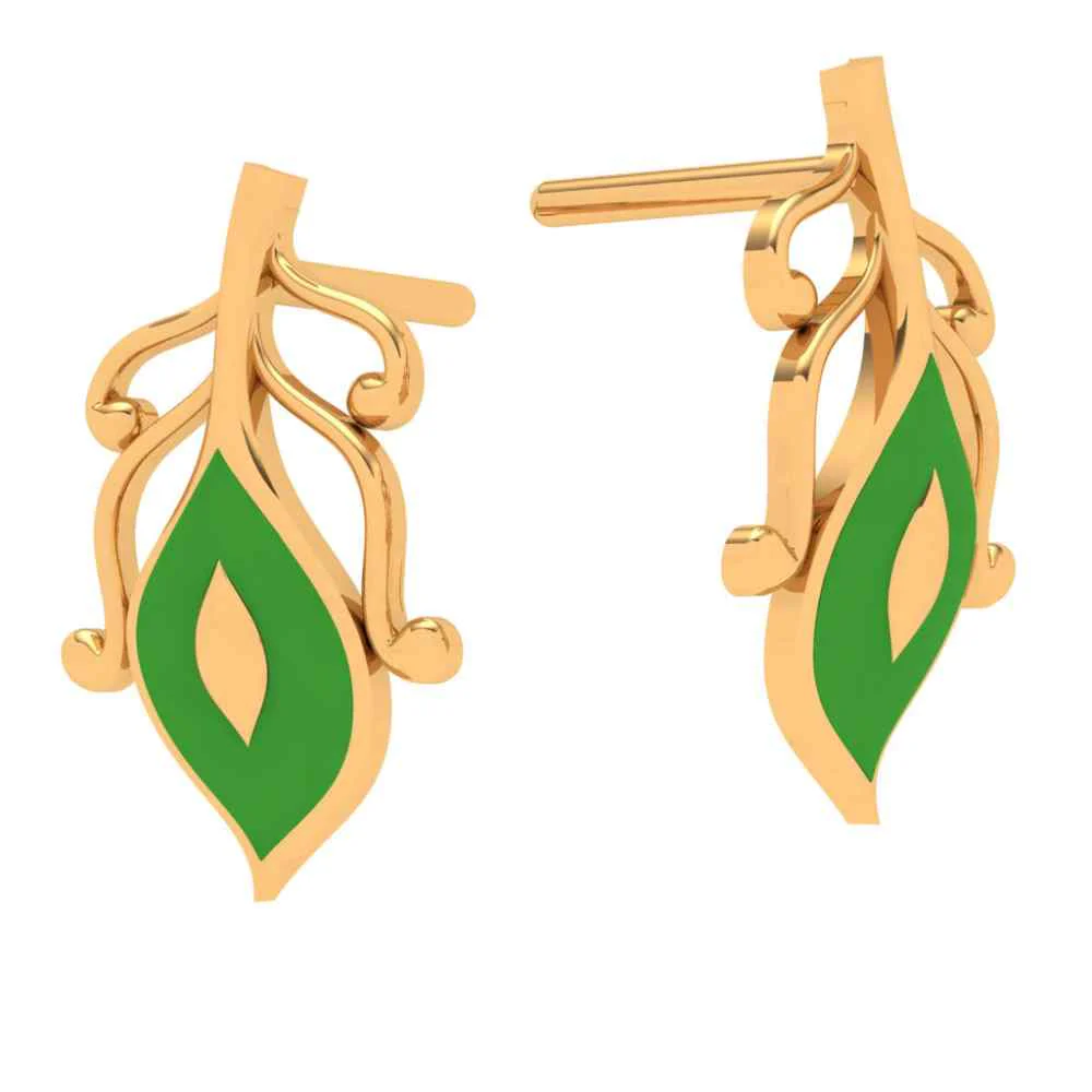 Dainty Gold Leaf Stud Earrings - Image 5