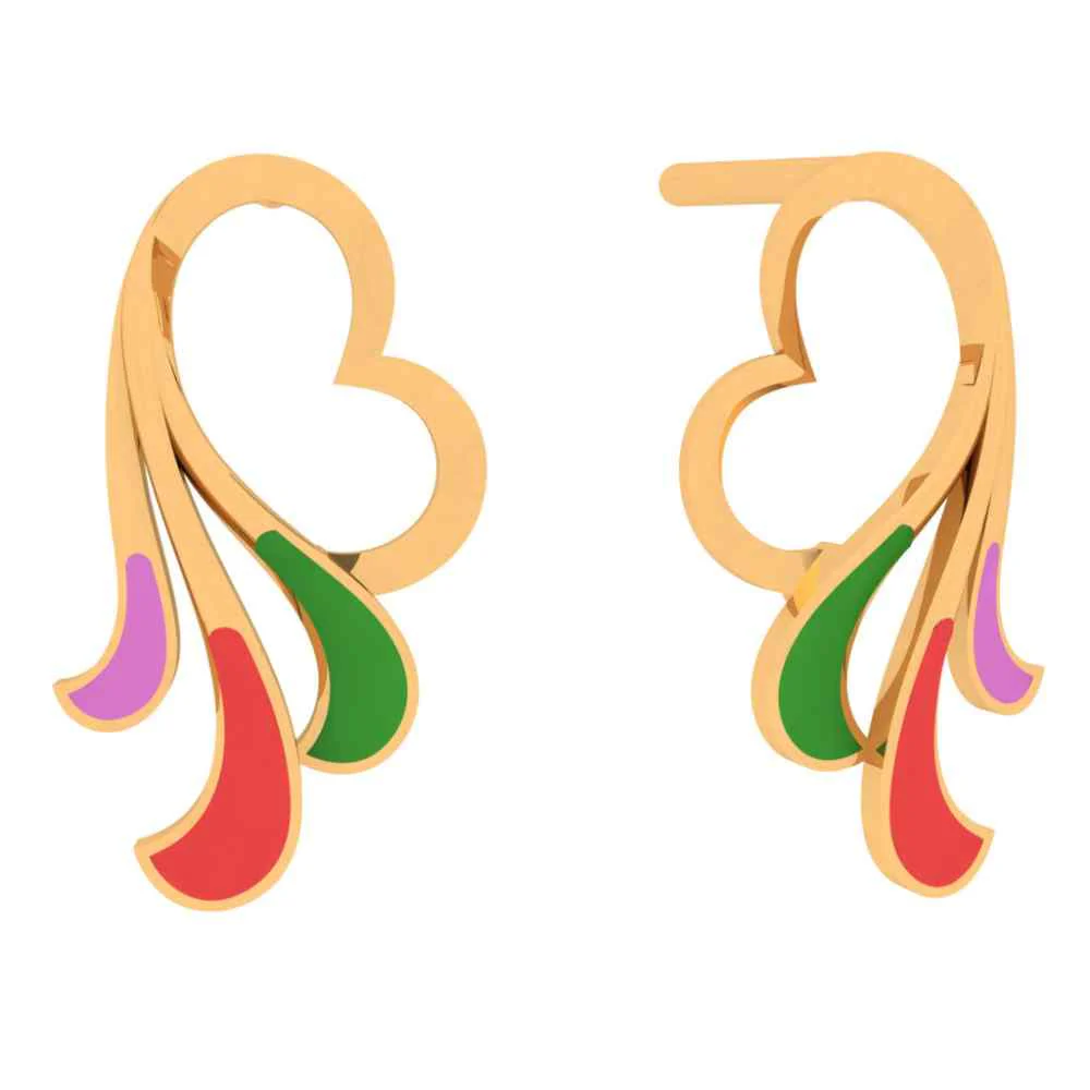 Dainty Heart 22k Gold Stud Earrings