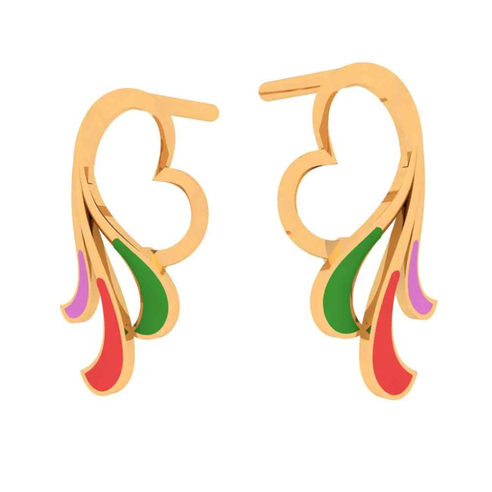 Dainty Heart 22k Gold Stud Earrings - Image 4