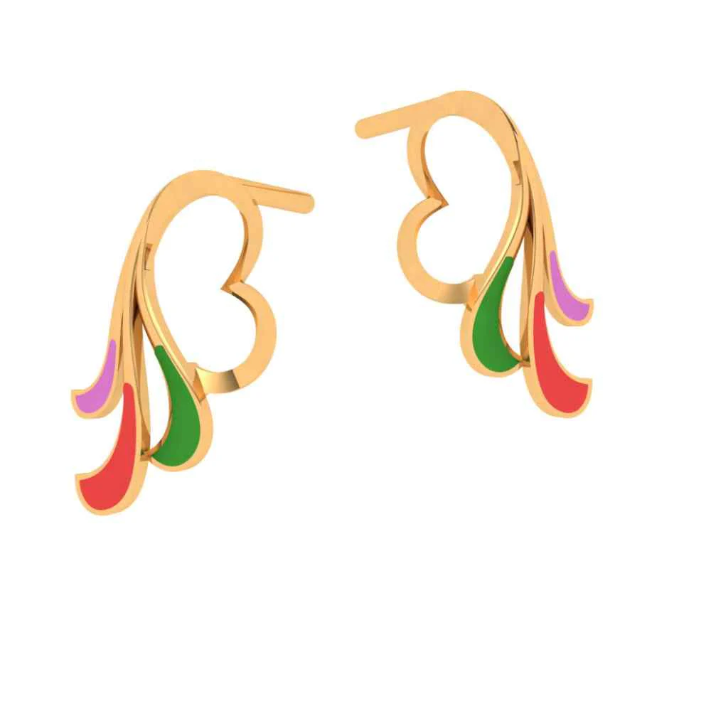 Dainty Heart 22k Gold Stud Earrings - Image 6