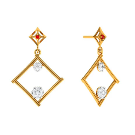 Dazzling Diamond Embedded Triangle 14k Gold Earrings - Image 2