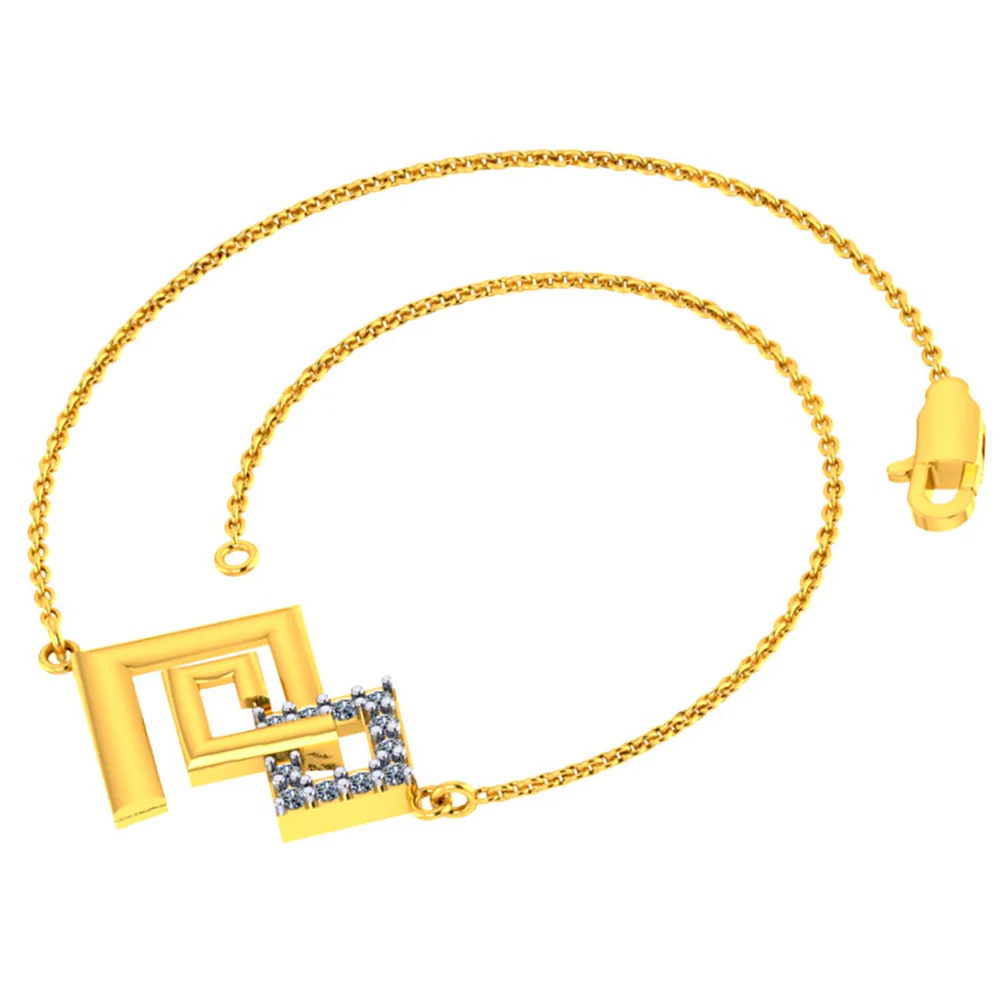 Dazzling Geometric Design 18k Gold And Diamond Bracelet For Women From Pc Chandra Jewellers - Image 2