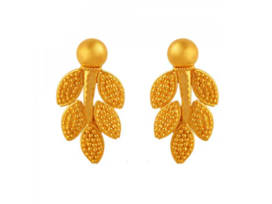 Delicate 22k Gold Earrings Adorned With Leafy Details