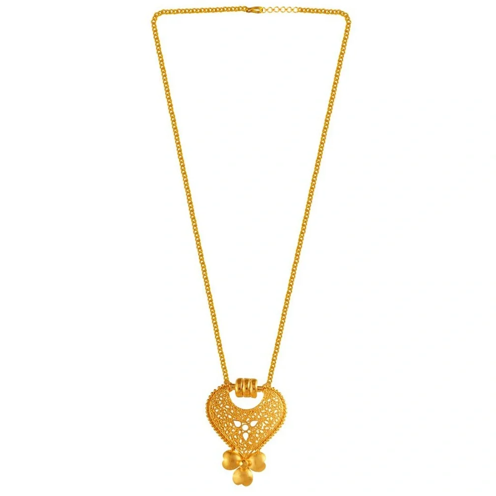 Delicate Tear Drop Shape 22k Gold Jewellery Set With Jali Work - Image 5