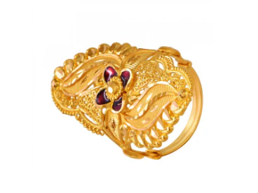 Delightful Gold Meenakari Ring - Image 2