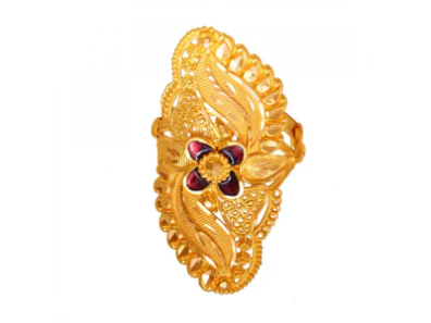 Delightful Gold Meenakari Ring - Image 3