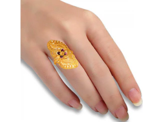 Delightful Gold Meenakari Ring - Image 4