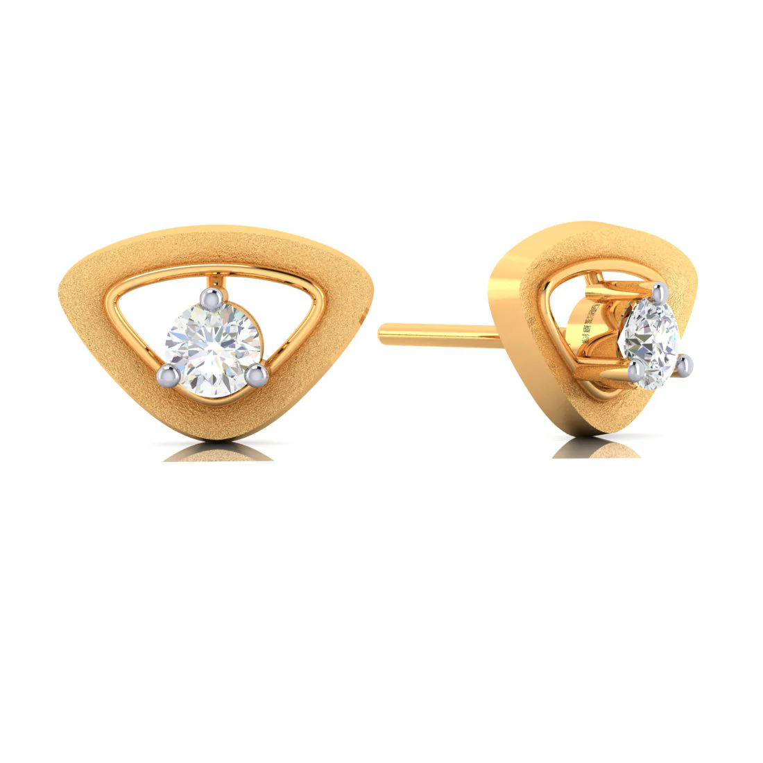Diamond & 18k Gold Triangle Earrings - Image 2