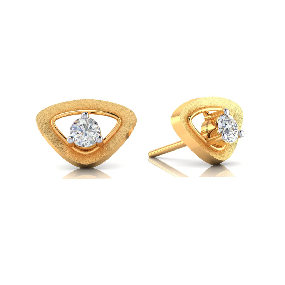 Diamond & 18k Gold Triangle Earrings - Image 3