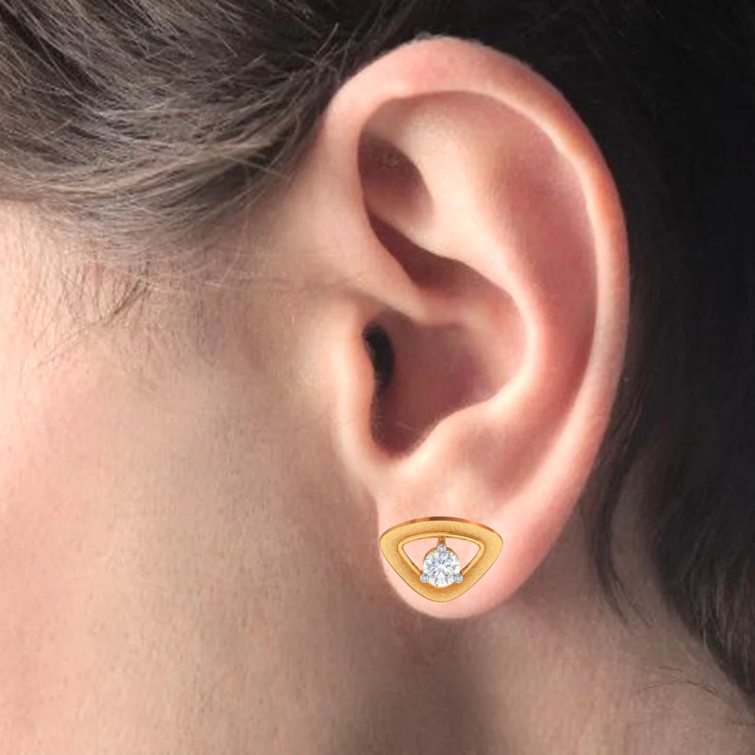 Diamond & 18k Gold Triangle Earrings - Image 5
