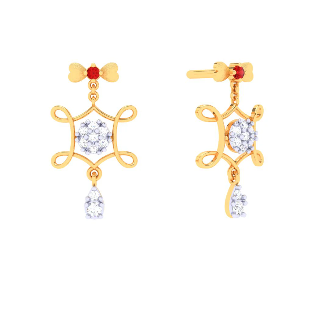 Diamond And 18k Gold Earrings Dangler Earrings - Image 2