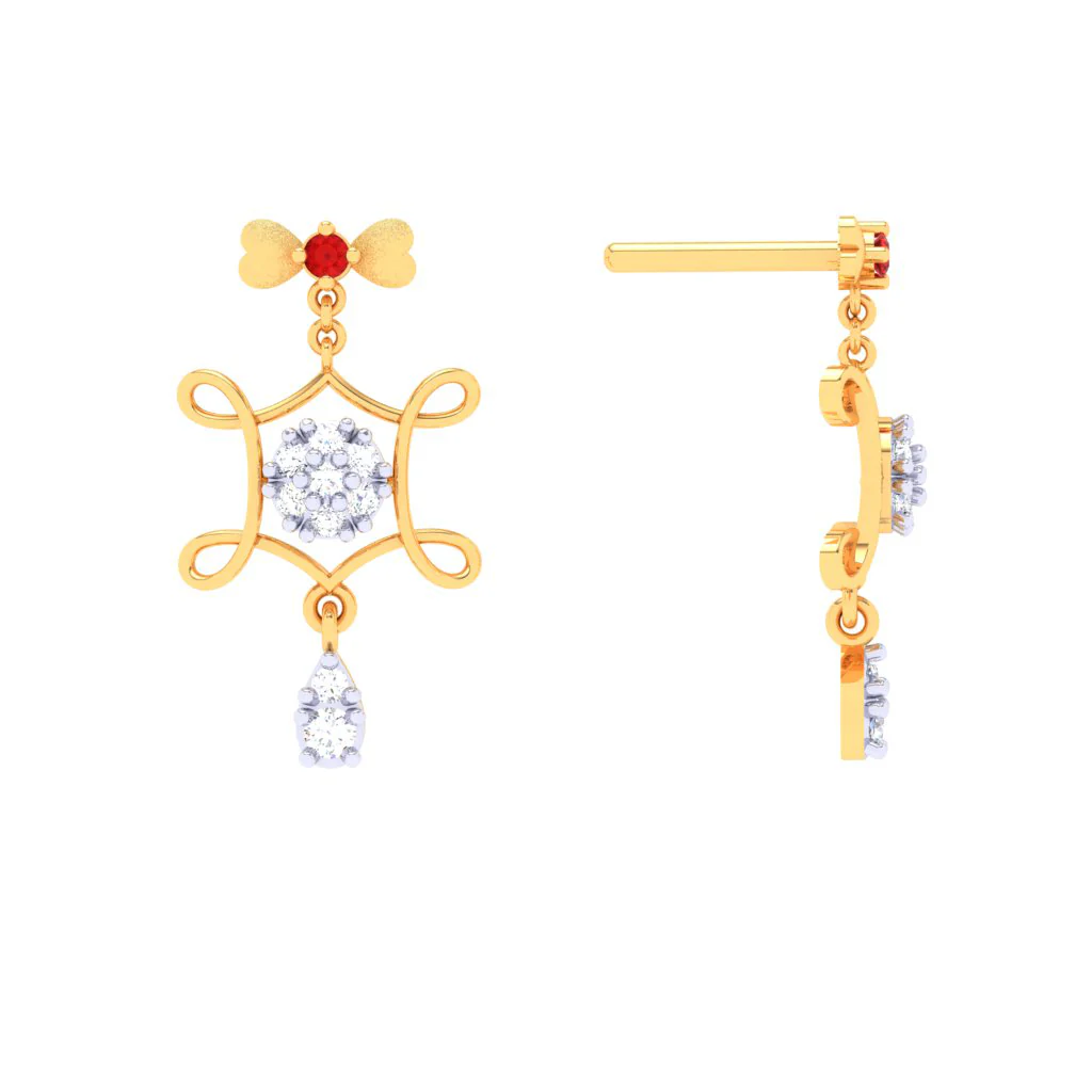 Diamond And 18k Gold Earrings Dangler Earrings - Image 3