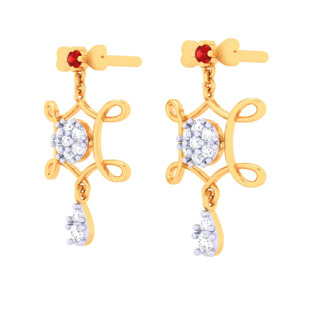 Diamond And 18k Gold Earrings Dangler Earrings - Image 4