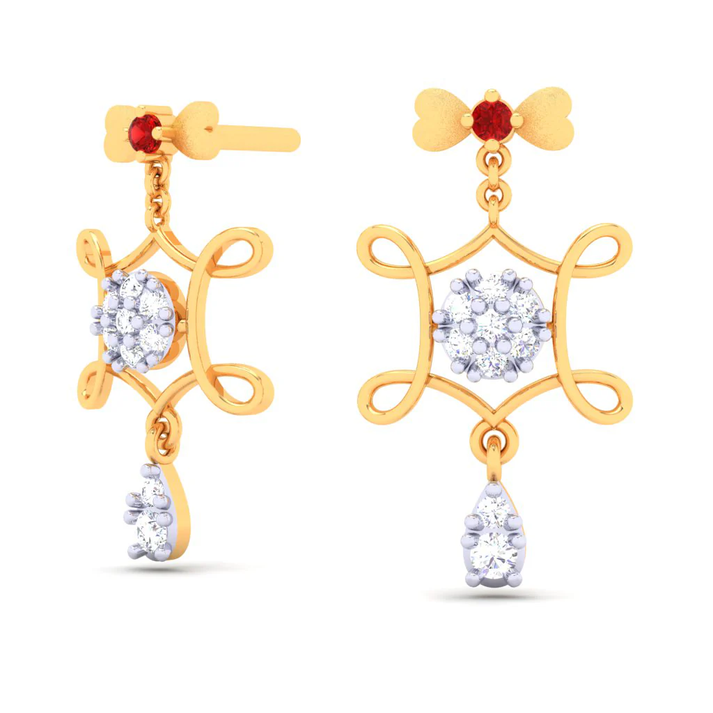 Diamond And 18k Gold Earrings Dangler Earrings - Image 5
