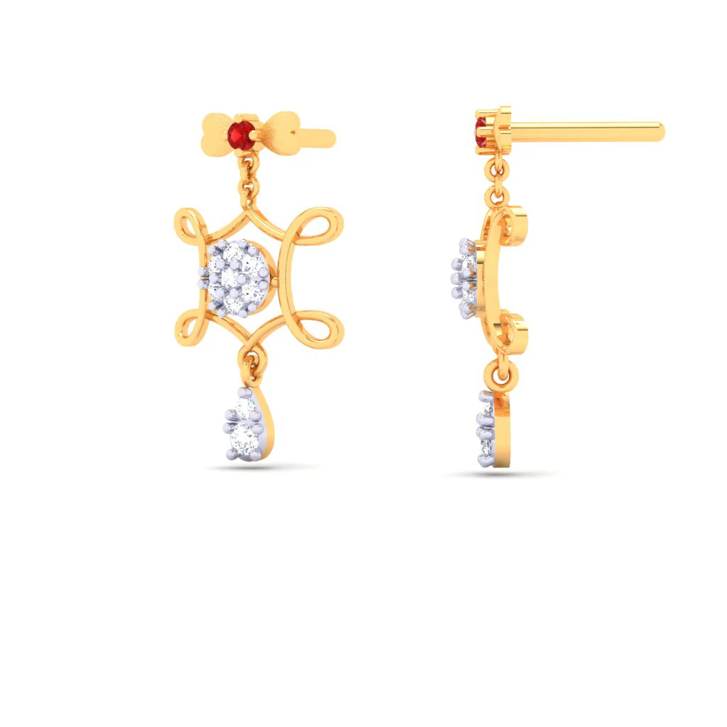 Diamond And 18k Gold Earrings Dangler Earrings - Image 6