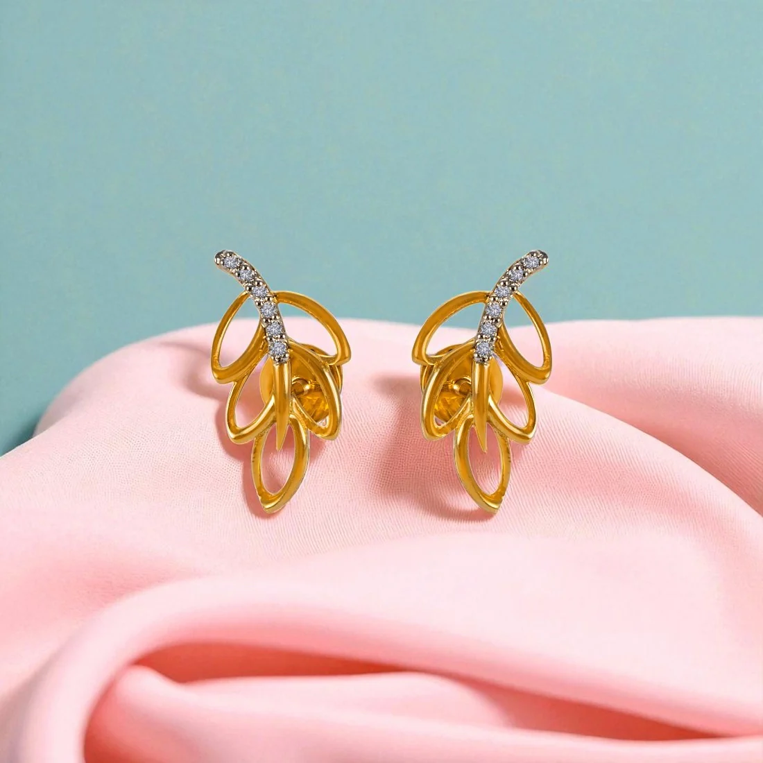 Diamond Elan Leaf Earrings