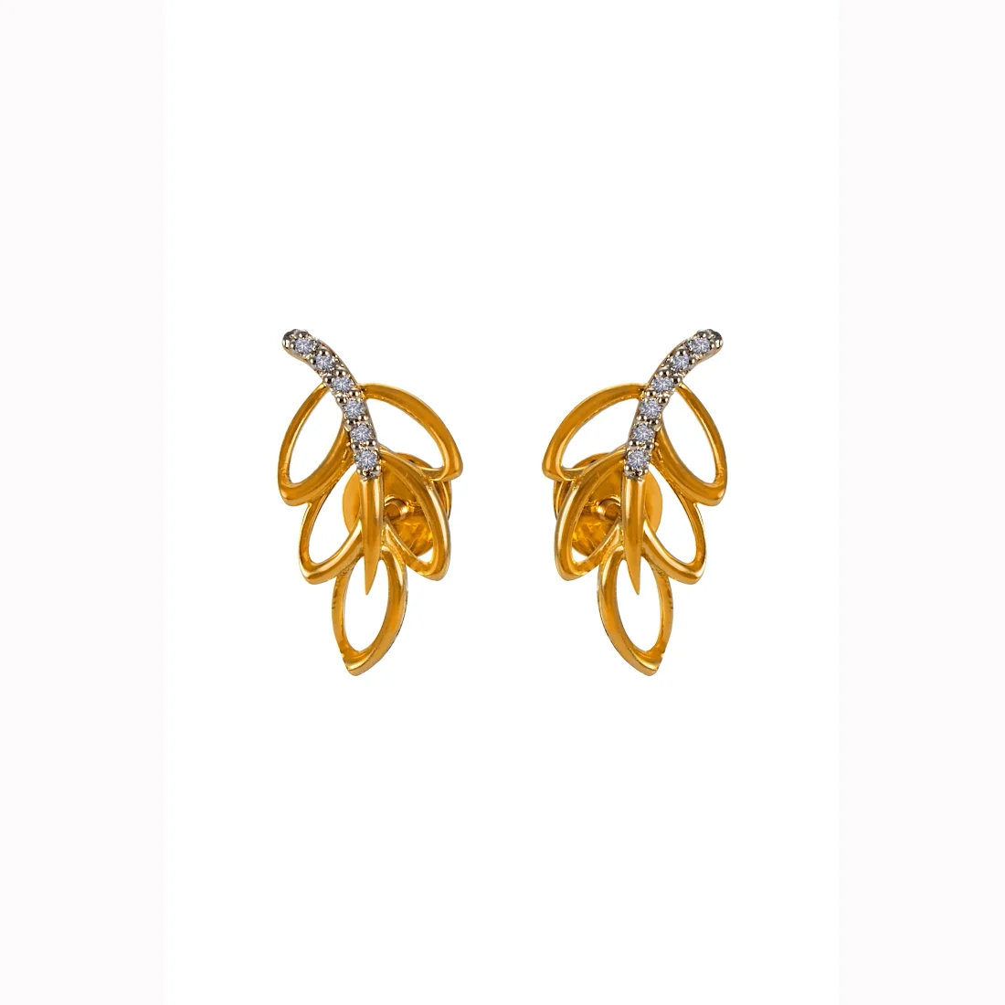Diamond Elan Leaf Earrings - Image 2