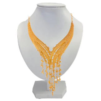 Distinctively Designed 22k Gold Necklace With Jali Work - Image 2
