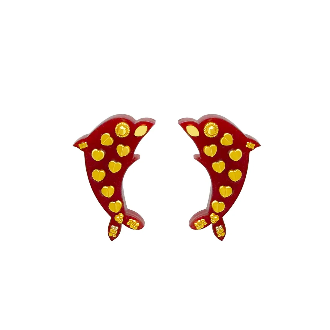 Dolphin Sparsh 22KT Yellow Gold Synthetic Pola Stud Earrings for Women - Image 3