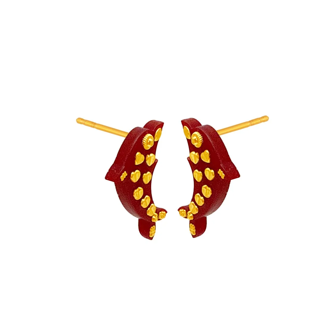 Dolphin Sparsh 22KT Yellow Gold Synthetic Pola Stud Earrings for Women - Image 4
