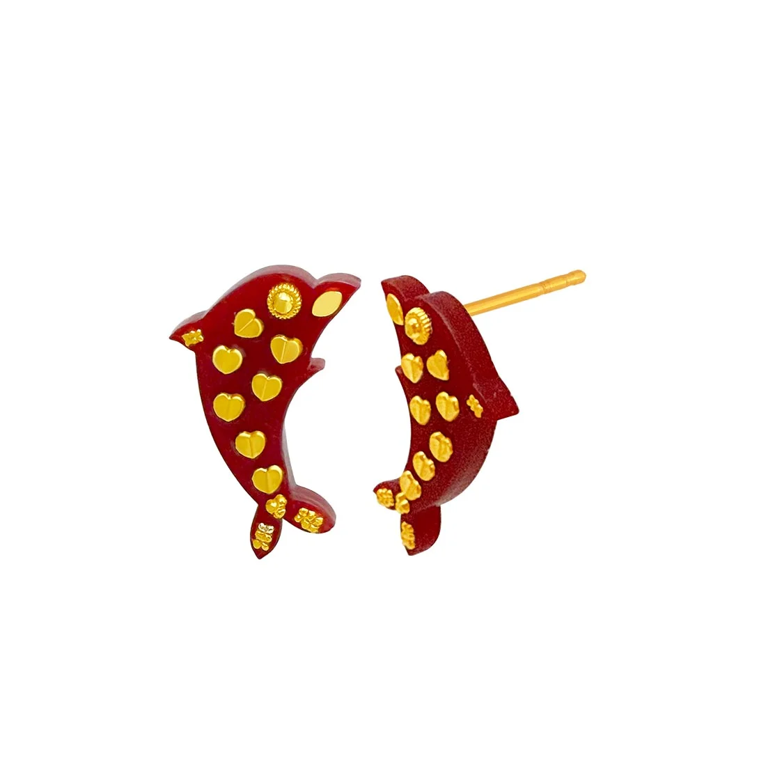 Dolphin Sparsh 22KT Yellow Gold Synthetic Pola Stud Earrings for Women - Image 5