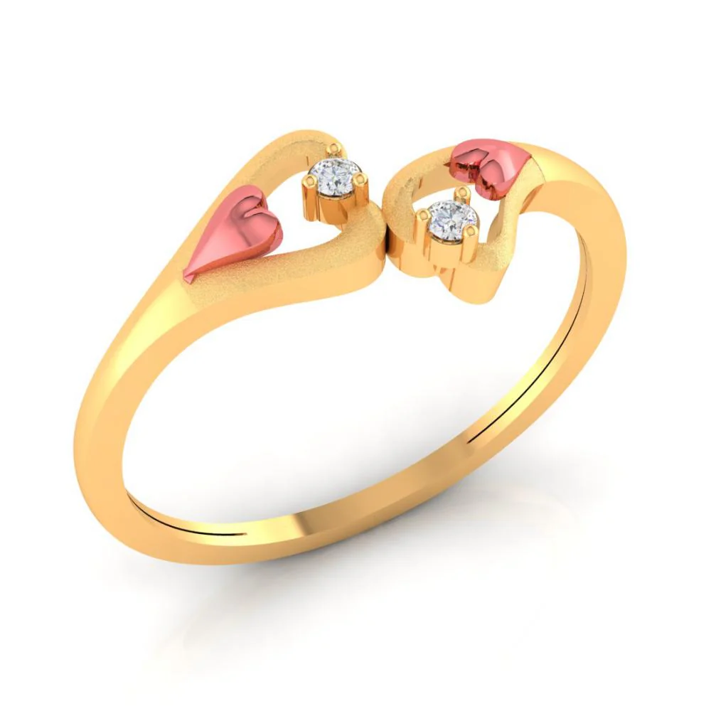 Double Mini Hearts 22k Gold Ring - Image 2