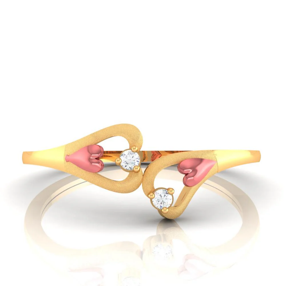 Double Mini Hearts 22k Gold Ring - Image 3