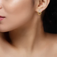 Dual Ring Gold Earrings - Image 6