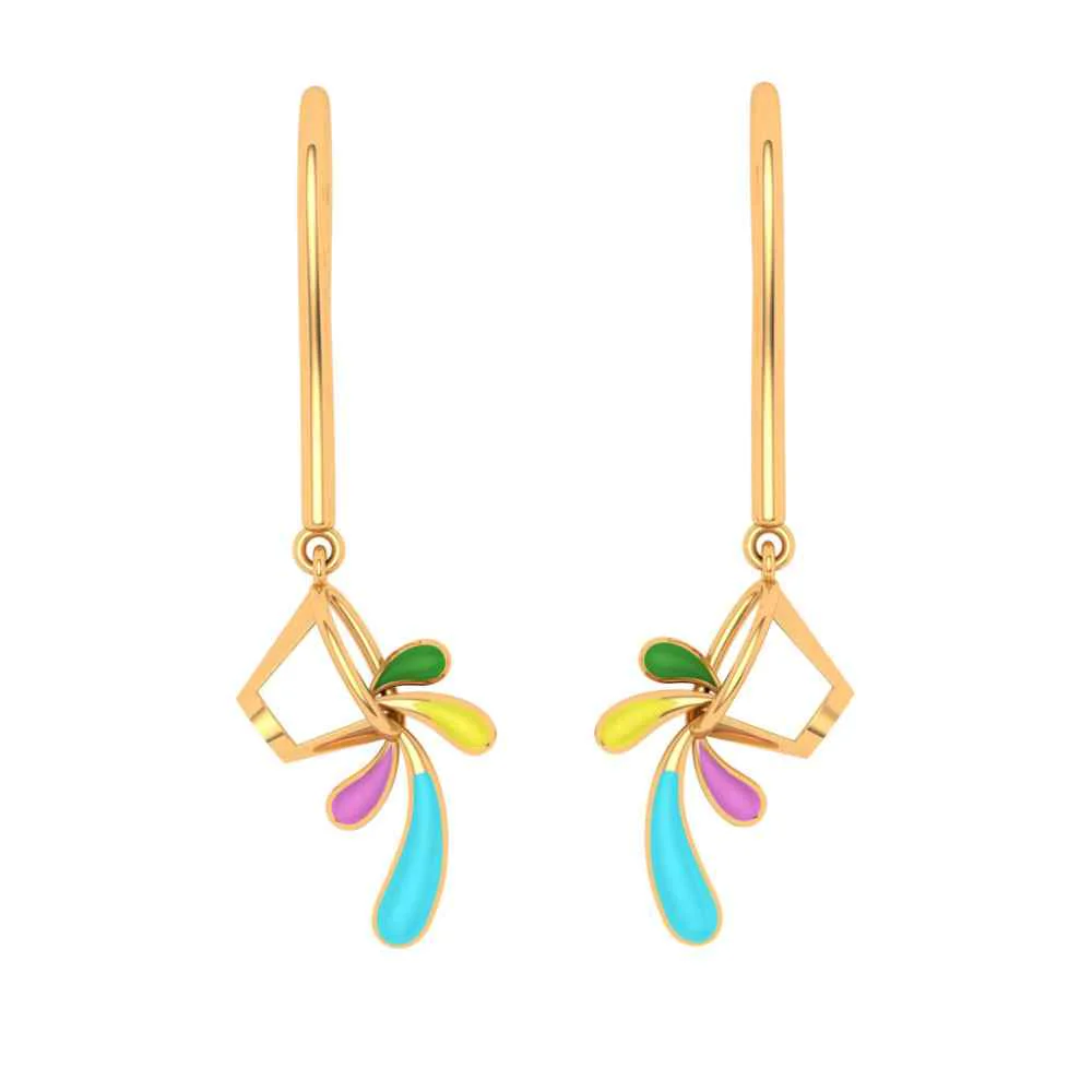 Eclectic Floral 18k Gold Drop Earrings